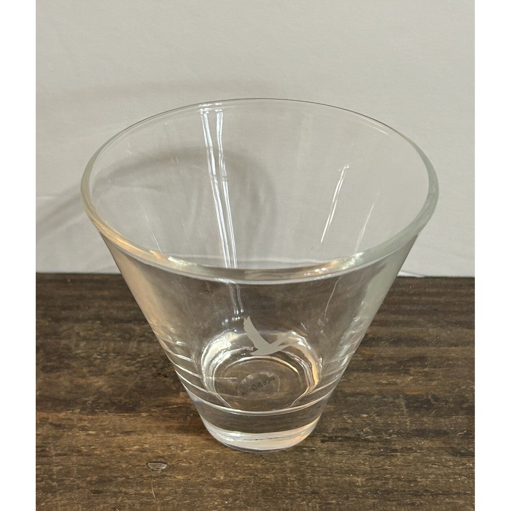 Grey Goose Vodka Etched Logo Stemless Martini Glass Clear Ribbed Base Barware